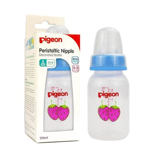Pigeon Decorated Plastic Bottle With Slim Neck 0-3 M 120 Ml