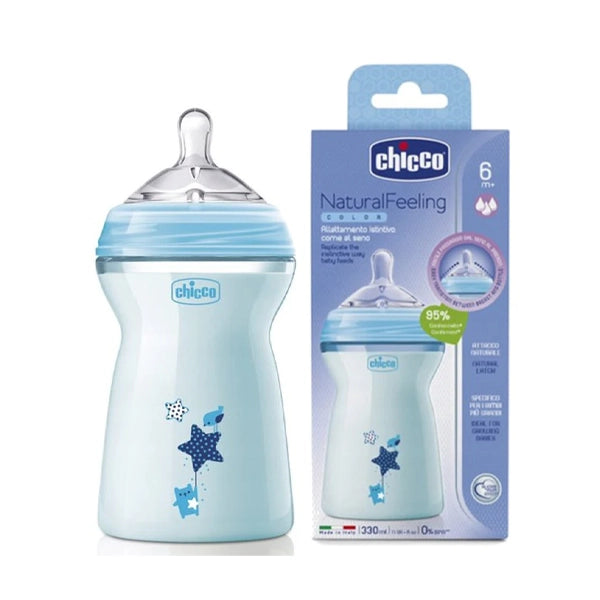 Chicco Natural Feeding Bottle 6m + 330ml Blue