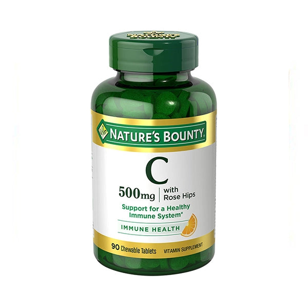 Nature's Bounty Vitamin C 500mg Deli. Chewable With Rose Hips Tab 90's