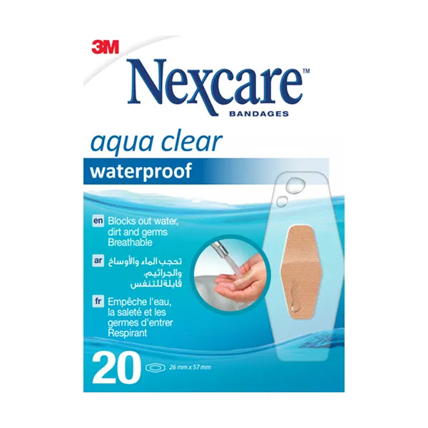 Nexcare Aqua Clear Waterproof Bandages 26x57 Mm 20's 