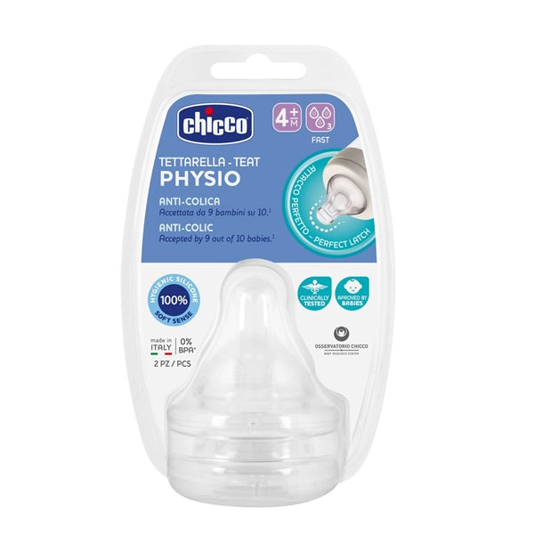 Chicco Physioring Latex Teat Teat Asst. 4m+ Fast Flow