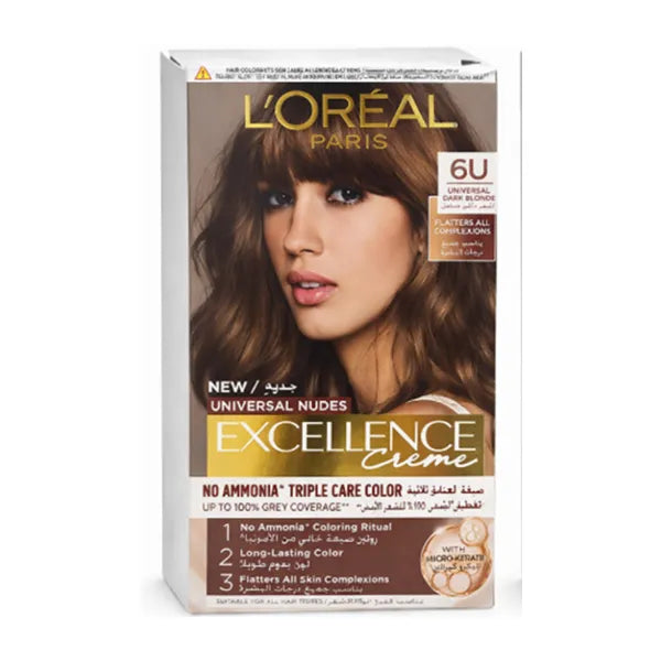 Loreal Excellence Cream Universal Nudes 6u Dark Blonde
