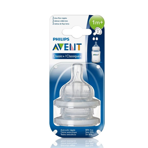 Avent Classic Slow Flow Anti Colic Teats 2 Holes 1+m