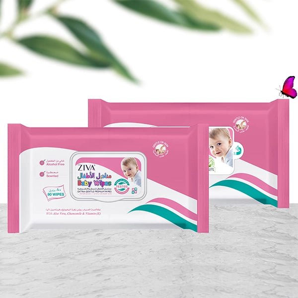 Ziva Baby 80 Extra Gentle Premium Wipes Flowpack
