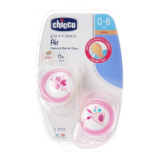 Chicco Soother Ph. Air Pink Sil 0-6m 2 Pieces