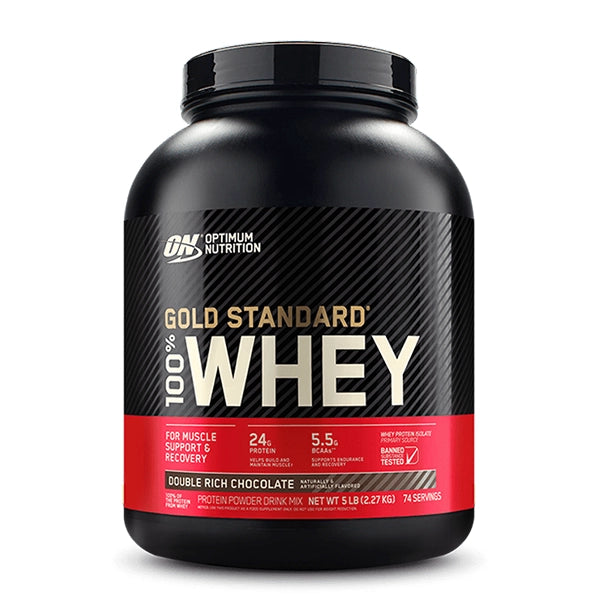 Optimum Nutrition Gold Standard 100% Whey Protein, Double Rich Chocolate, 5 Lb - Muscle Recovery - Optimum Nutrition