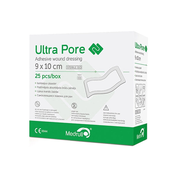 Medrull Ultra Pore Adhe Wound Dressing 9x10cm 25pc's