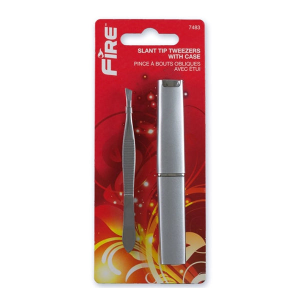 Fire Slant Tip Tweezers With Case 7483