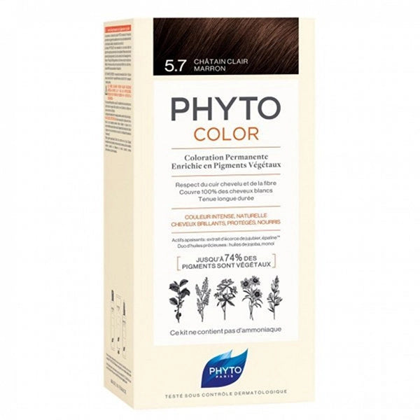 phyto color light chestnut brown 57 - vibrant hair color - Phyto