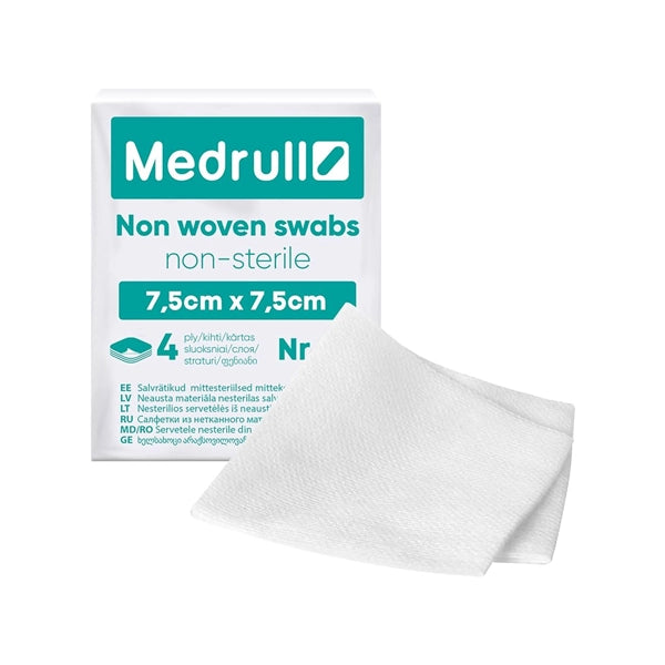 Medrull Non - Woven Gauze Swab 7.5 X 7.5 Cm 100's)