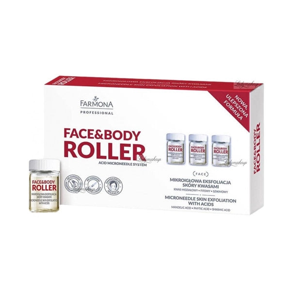 Farmona Face&amp; Body Roller Microneedle Skin Exfoliation With Acids 5’s Serum