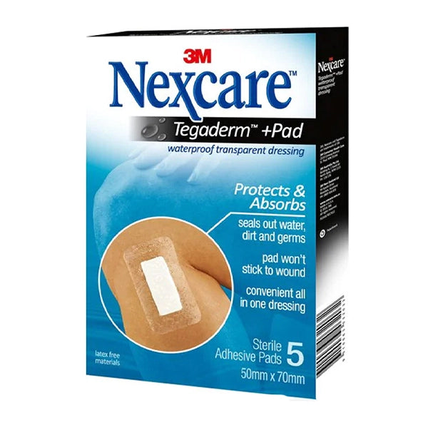 nexcare tegaderm waterproof dressing 5 sterile adhesive pads - wound care - Nexcare