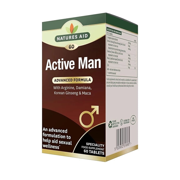 Natures Aid Active Man With Arginine Ginseng 60 Tablets