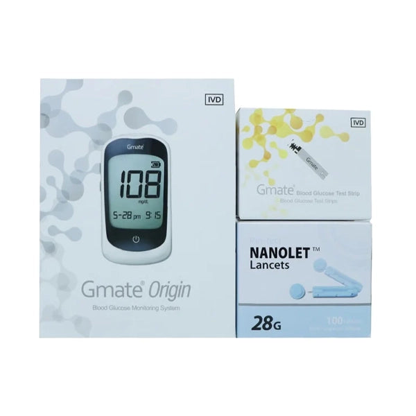 Gmate Blood Sugar Machine + 100 Strips + 100 Lancets