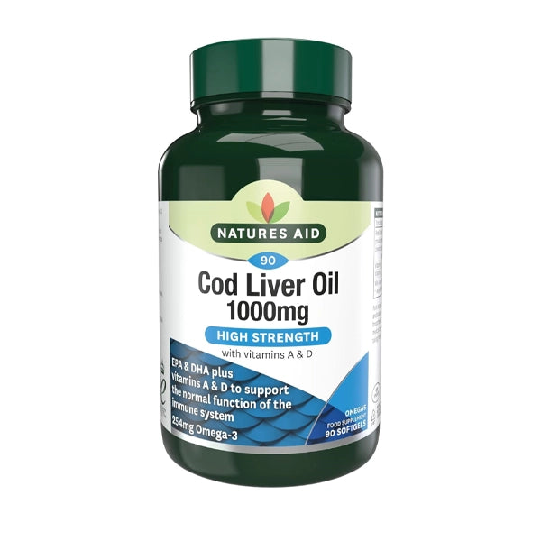 Natures Aid Cod Liver Oil 1000mg With Vitamin A &amp; D Cap 90's