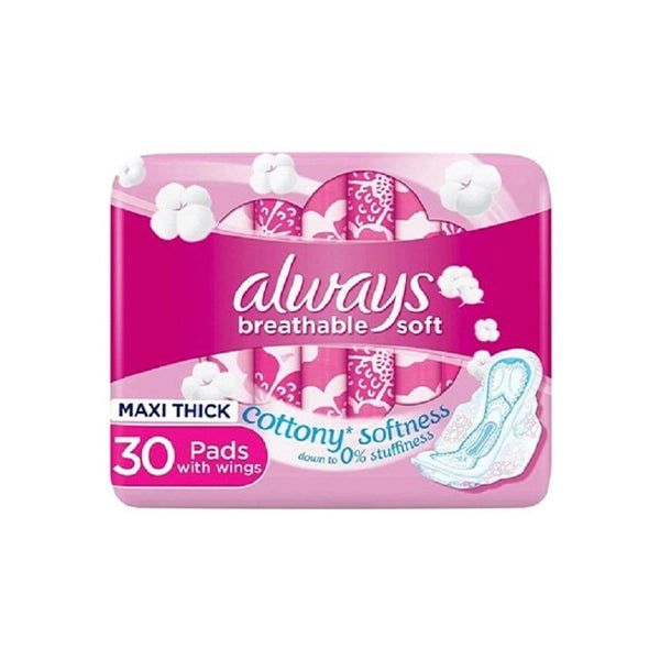 Always Clean &amp; Dry Maxi Thick Large With Wings 30 Pads