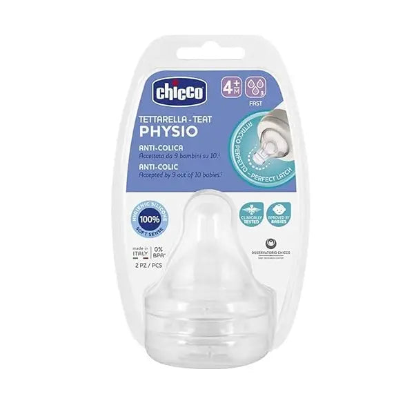 chicco physio teats fast flow 4m+ 2pc