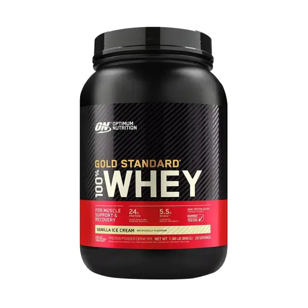 Optimum Nutrition Gold Standard 100% Whey Protein, Vanilla Ice Cream, 1.98 Lbs - Muscle Recovery - Optimum Nutrition