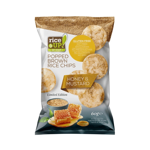 Rice Up Whole Grain 60gm Rice Chips Honey &amp;amp; Mustard - portable snack - Rice Up