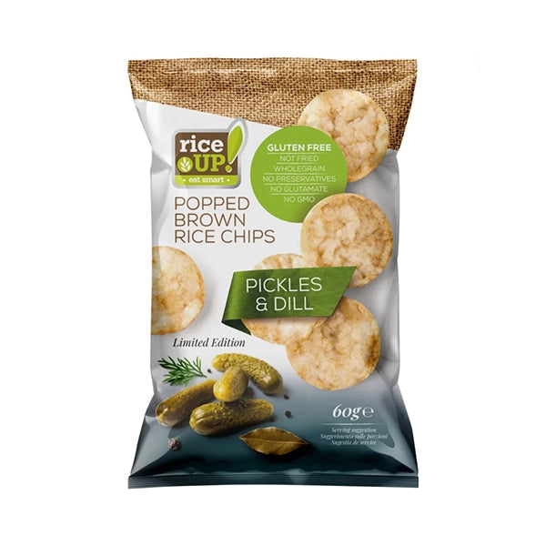 Rice Up Whole Grain 60gm Rice Chips Pickles &amp;amp; Dill - healthy snack - Rice Up