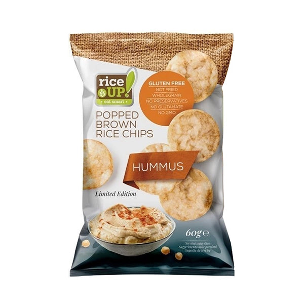 Rice Up Whole Grain 60gm Rice Chips Hummus - Gluten-free - Rice Up