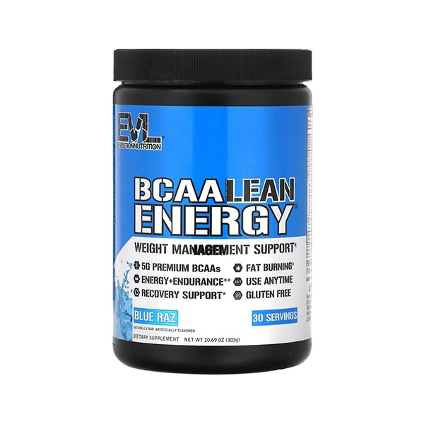 Evl Bcaa Lean Energy 303g Blue Raspberry - Energy Boost - Evlution nutrition