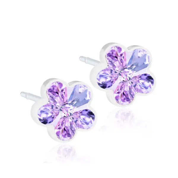 blomdahl 6mm flwr, violet (b) earrings