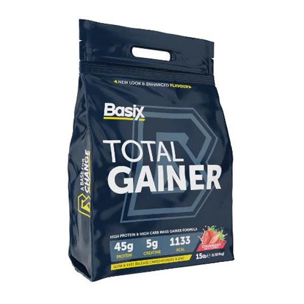 Basix Total Gainer Strawberry 15 Lbs - muscle-building - Basix