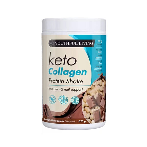 Youthful Living Keto Collagen Protein Shake Chocolate Macadamia 625 G - Joint Support - Youthful