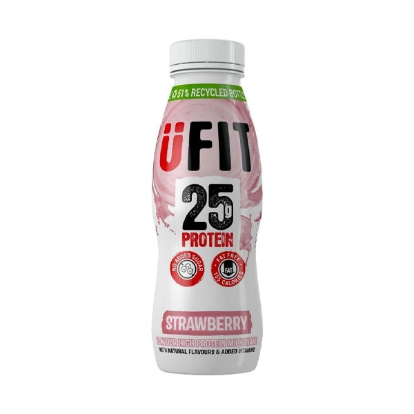 Ufit Strawberry Flavour High Protein Milkshake 25g Protein 330ml - Post-workout - Ufit