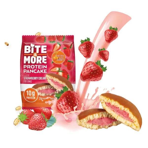 bite &amp;amp; more protein pancake strawberry cream 50gm - protein boost - Bite &amp; More
