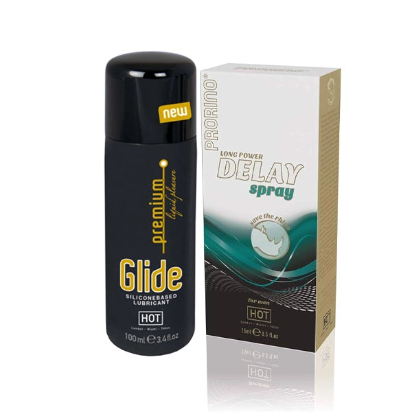 Prorino Long Power Delay Spray + Glide Lubricant