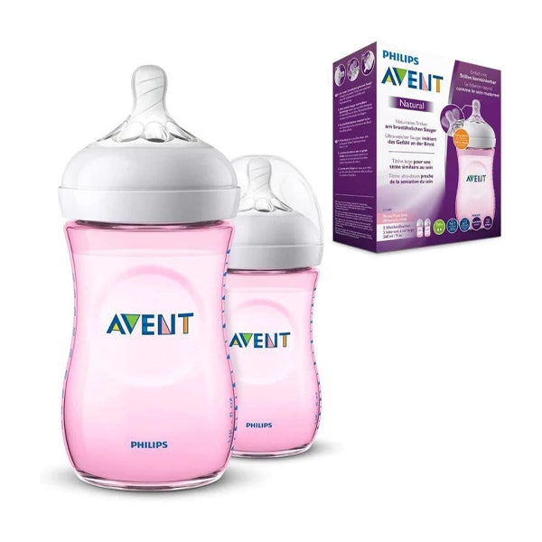 Philips Avent Natural 2 Bottles Pink 260 Ml 1+m