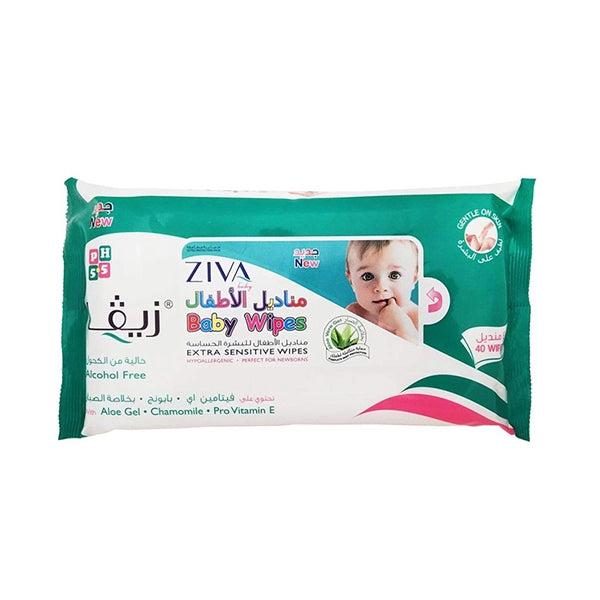 Ziva Baby 40 Extra Sensitive Wipes Flowpack