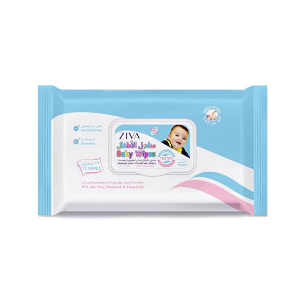 Ziva Baby Wipes Premium Sensitive-canister 80's (blue)