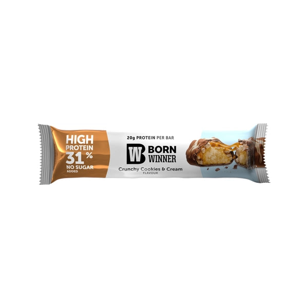 Born Winner W Deluxe Protein Bar Crunchy Cookies &amp;amp; Cream 64gm - high protein - Born Winner