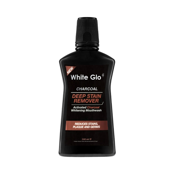 White Glo Charcoal Deep Stain Remover Mouthwash 500 Ml
