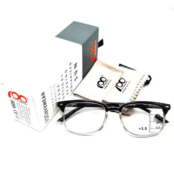 100Eyewear Reading Glass Black &amp; Clear(+1.5)
