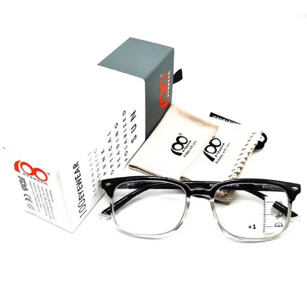 100Eyewear Reading Glass Black &amp; Clear(+1)
