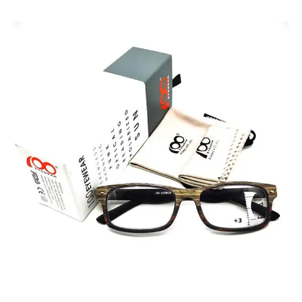 100Eyewear Reading Glass Black+Tree Bark(+3)