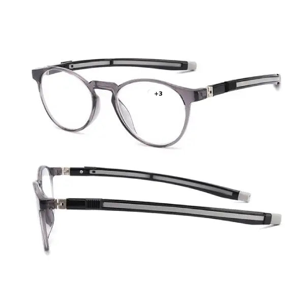 100Eyewear Reading Glass Gray Round Rear Mag(+3)