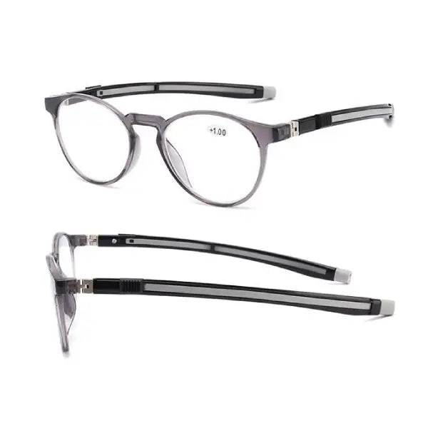 100Eyewear Reading Glass Gray Round Rear Mag(+1)