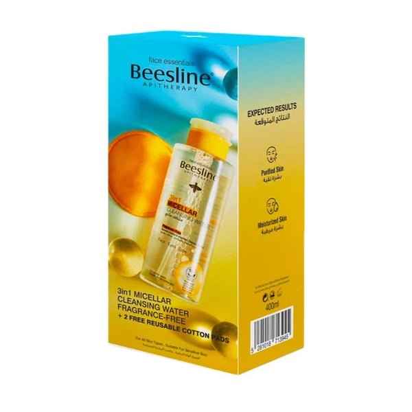 Beesline 3 In 1 Micellar Water Fragrance Free 400+free Cotton Pads