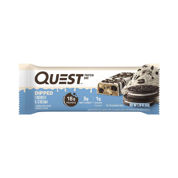 Quest Nutrition Protein Bar Dipped Cookie &amp;amp; Cream 60 G - protein snack - Quest Nutrition