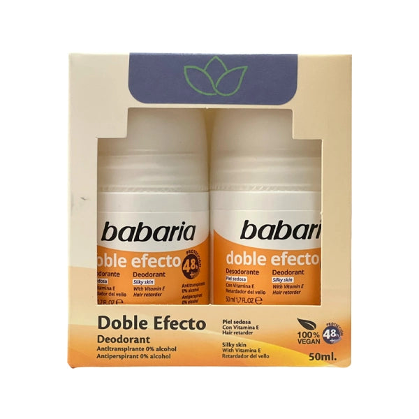 Babaria Deodorant Roll On Double Efecto +50  48 Hr 50ml* 2 Pcs