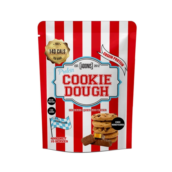 Adonis Protein Cookie Dough Casein 400gm Choc Honeycomb - protein cookie dough - adonis