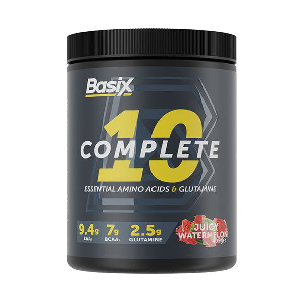 Basix Complete 10 Essential Amino Acids &amp;amp; Glutamine Juicy Watermelon 405g - Muscle Recovery - Basix