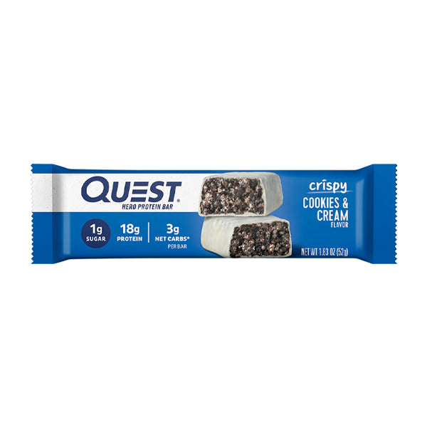 Quest Nutrition Hero Protein Bar Crispy Cookies &amp;amp; Cream 52 G - protein bar - Quest Nutrition