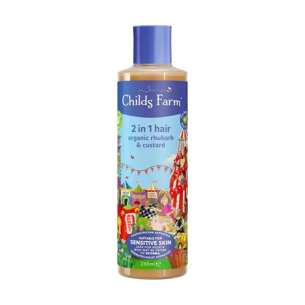childs farm 2in1 shampoo &amp; conditioner organic rhubarb&amp; custard 250ml