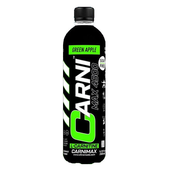 Carni Max 4500 L-Carnitine Sugar Free 500ml Green Apple - Energy Drink - carnimax